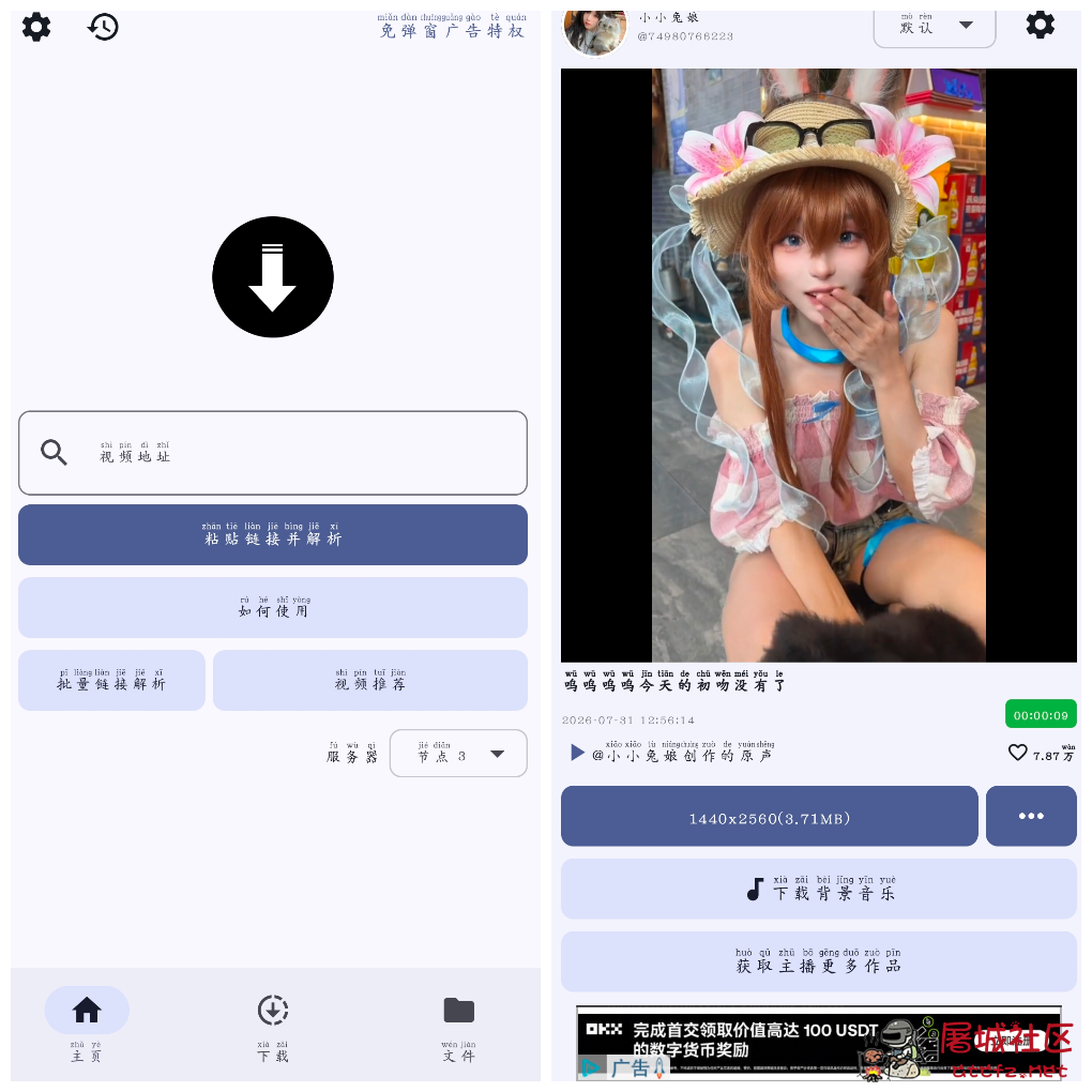 抖下载v2.1.0  批量短视频无水印背景音乐下载 TC辅助网www.tcsq1.com9369